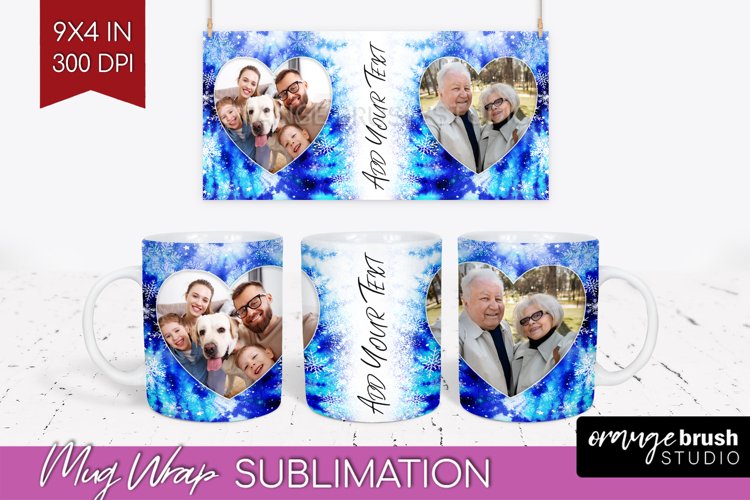 Winter Photo Frame Mug Wrap - Tie Dye Mug Sublimation example image 1