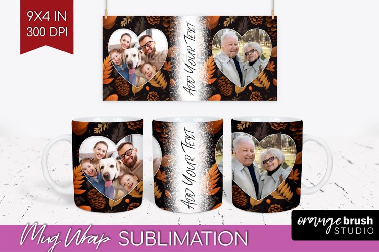Fall Photo Frame Mug Wrap - Autumn Mug Sublimation example image 1