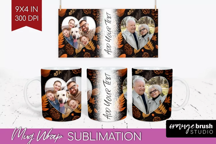 Fall Photo Frame Mug Wrap - Autumn Mug Sublimation