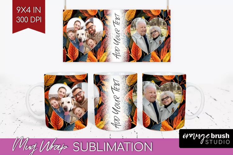 Fall Photo Frame Mug Wrap - Autumn Mug Sublimation