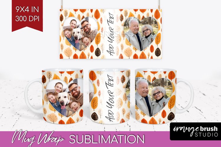 Fall Photo Frame Mug Wrap - Autumn Mug Sublimation example image 1