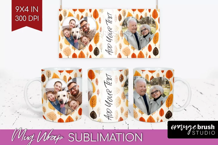 Fall Photo Frame Mug Wrap - Autumn Mug Sublimation