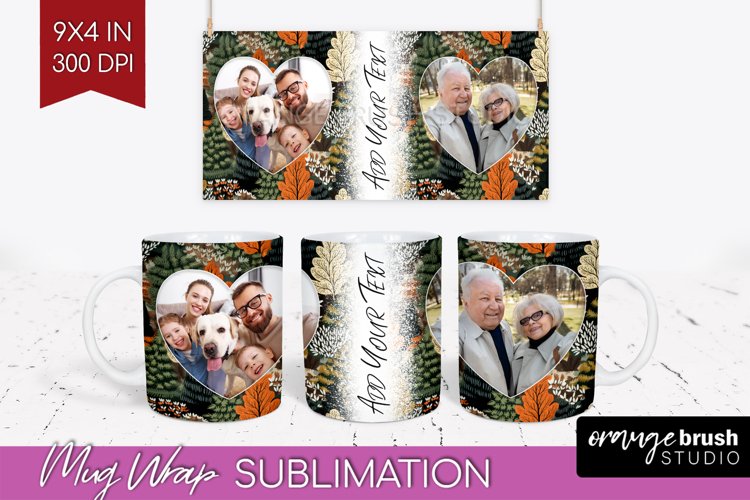 Fall Photo Frame Mug Wrap - Autumn Mug Sublimation example image 1