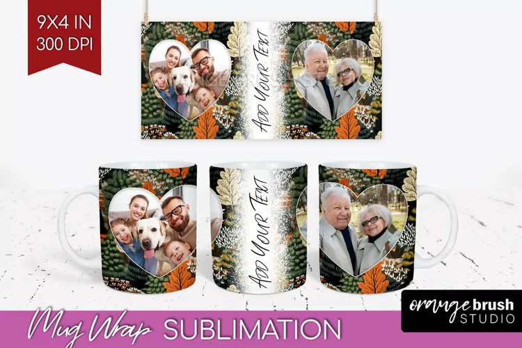 Fall Photo Frame Mug Wrap - Autumn Mug Sublimation