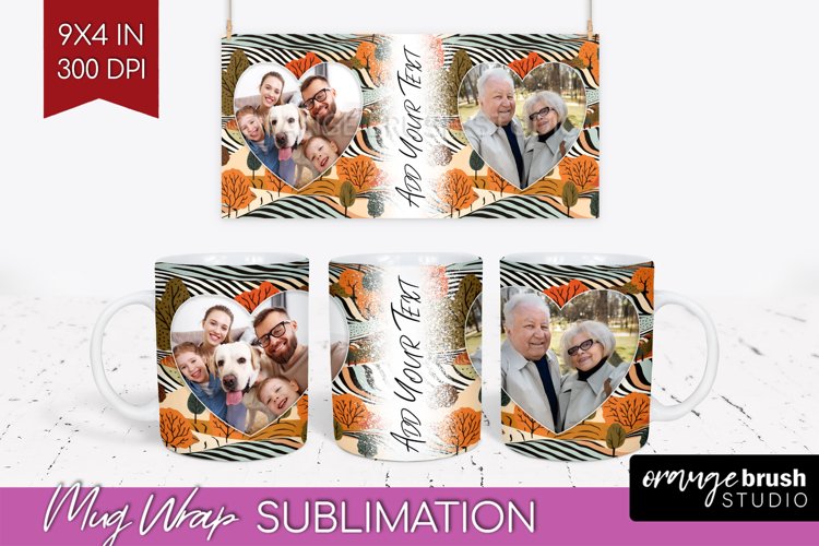 Fall Photo Frame Mug Wrap - Autumn Mug Sublimation example image 1