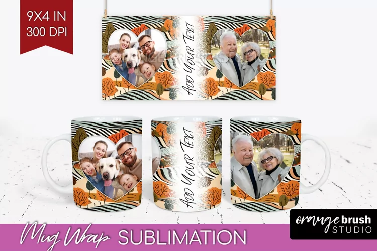 Fall Photo Frame Mug Wrap - Autumn Mug Sublimation