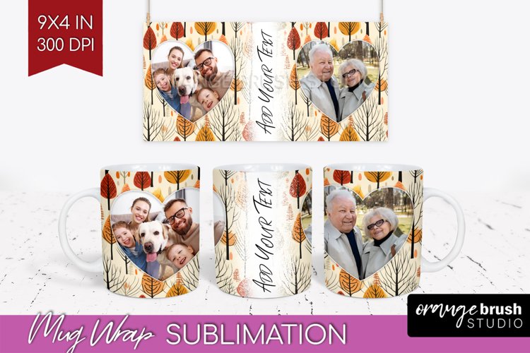 Fall Photo Frame Mug Wrap - Autumn Mug Sublimation example image 1