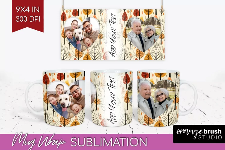 Fall Photo Frame Mug Wrap - Autumn Mug Sublimation