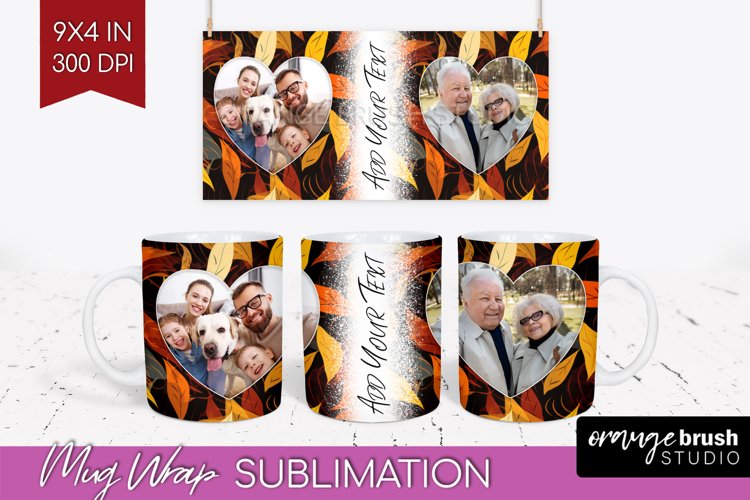 Fall Photo Frame Mug Wrap - Autumn Mug Sublimation example image 1
