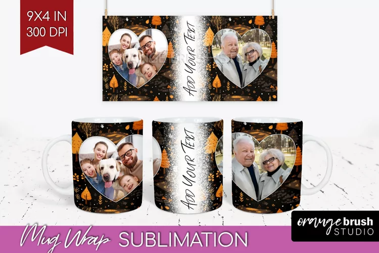 Fall Photo Frame Mug Wrap - Autumn Mug Sublimation