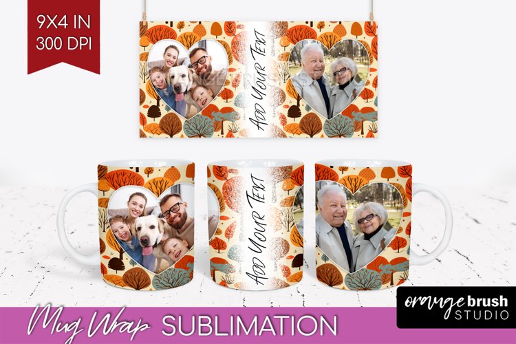 Fall Photo Frame Mug Wrap - Autumn Mug Sublimation example image 1