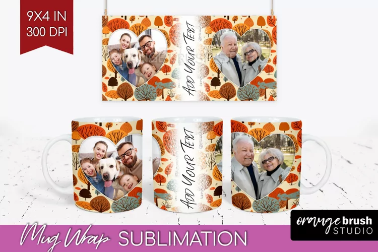 Fall Photo Frame Mug Wrap - Autumn Mug Sublimation