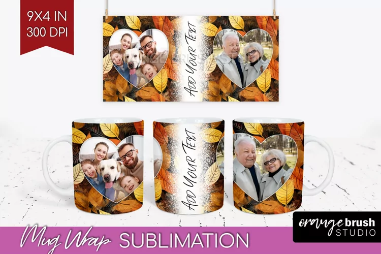 Fall Photo Frame Mug Wrap - Autumn Mug Sublimation