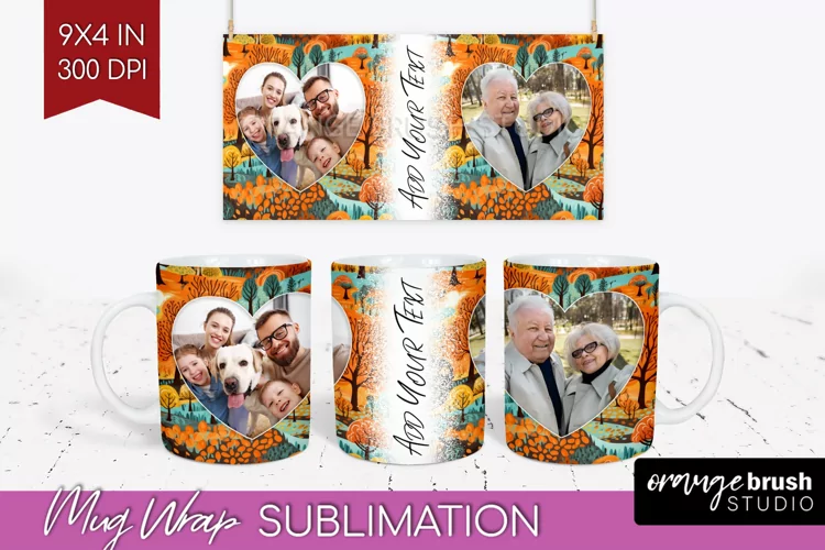 Fall Photo Frame Mug Wrap - Autumn Mug Sublimation