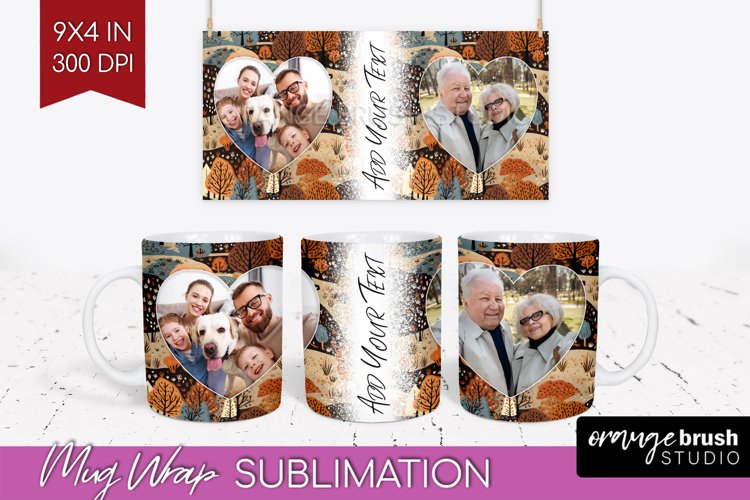 Fall Photo Frame Mug Wrap - Autumn Mug Sublimation example image 1