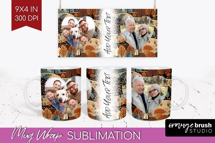 Fall Photo Frame Mug Wrap - Autumn Mug Sublimation