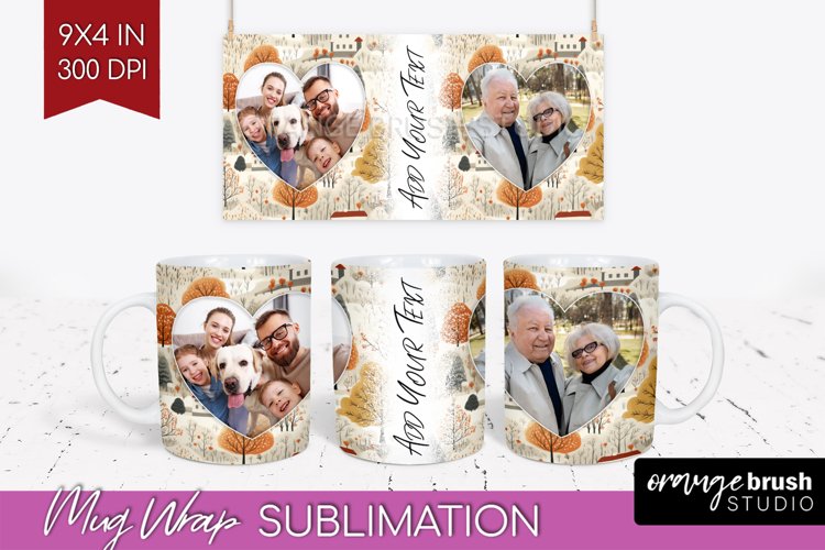 Fall Photo Frame Mug Wrap - Autumn Mug Sublimation example image 1