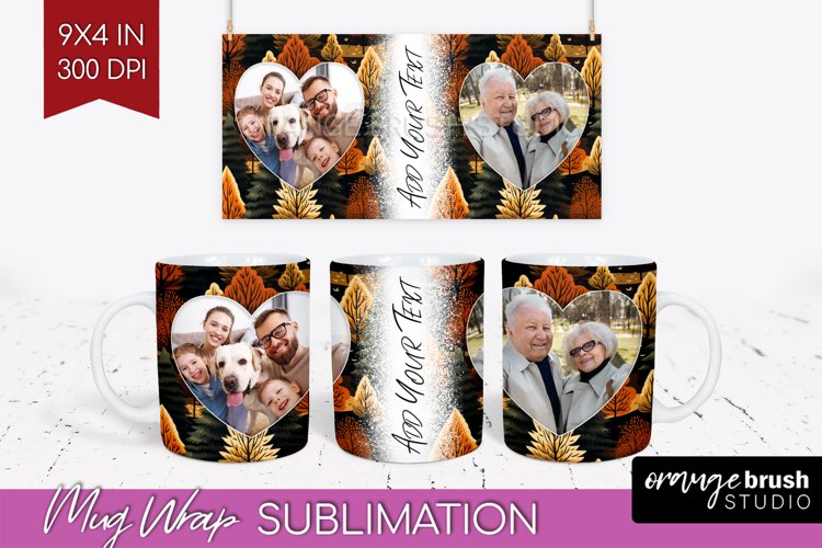 Fall Photo Frame Mug Wrap - Autumn Mug Sublimation example image 1