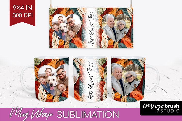 Fall Photo Frame Mug Wrap - Autumn Mug Sublimation example image 1