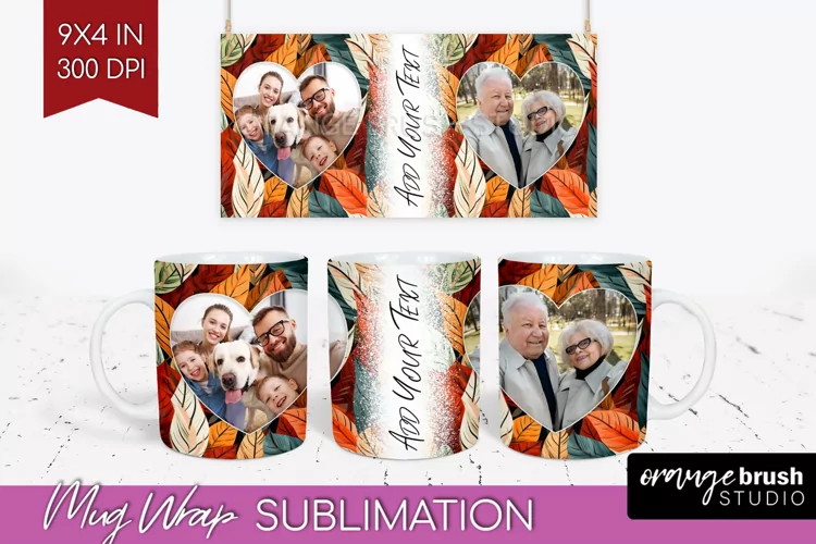 Fall Photo Frame Mug Wrap - Autumn Mug Sublimation