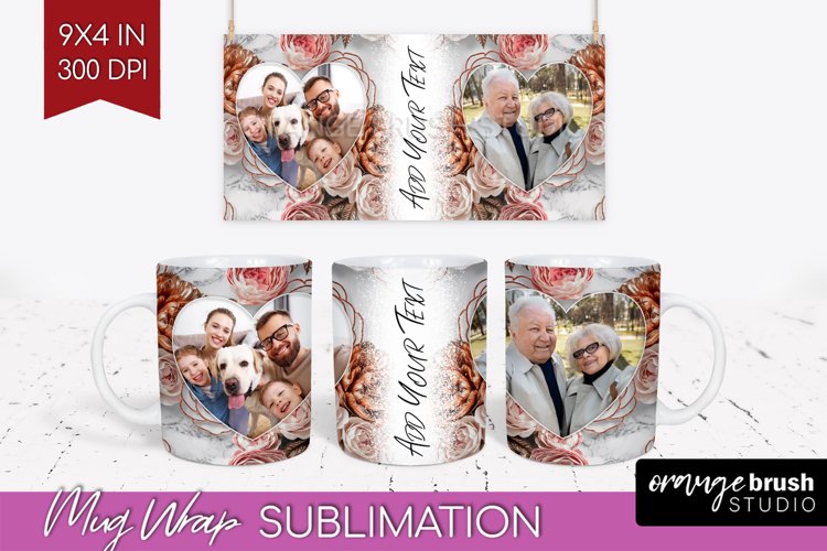 Rose Photo Mug Wrap PNG - Floral Picture Frame Mug