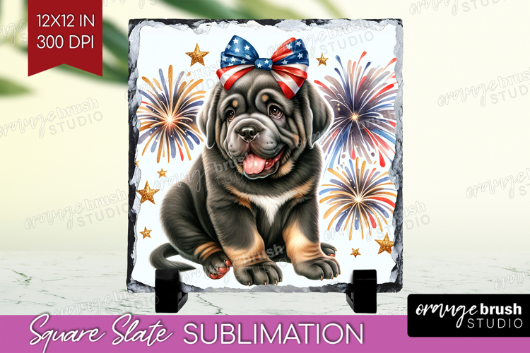 Neapolitan Mastiff Dog Slate PNG Patriotic Dog Square Slate