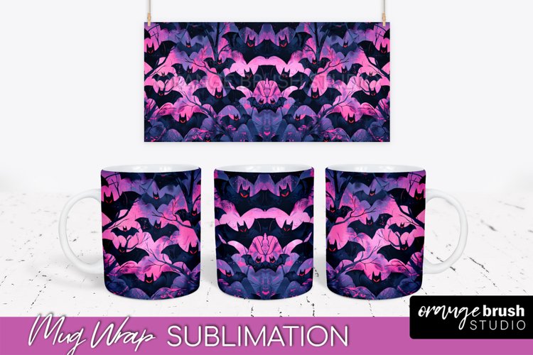 Neon Halloween Mug Wrap - Spooky Mug Sublimation Designs example image 1