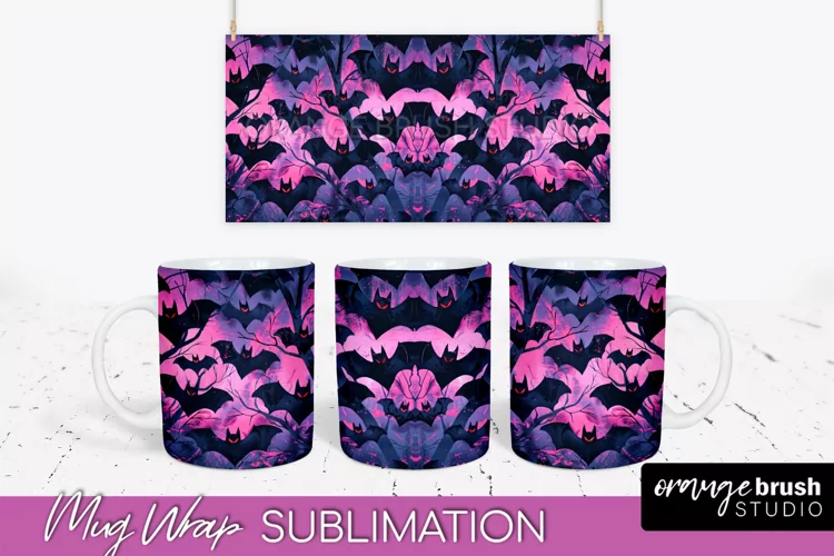 Neon Halloween Mug Wrap - Spooky Mug Sublimation Designs