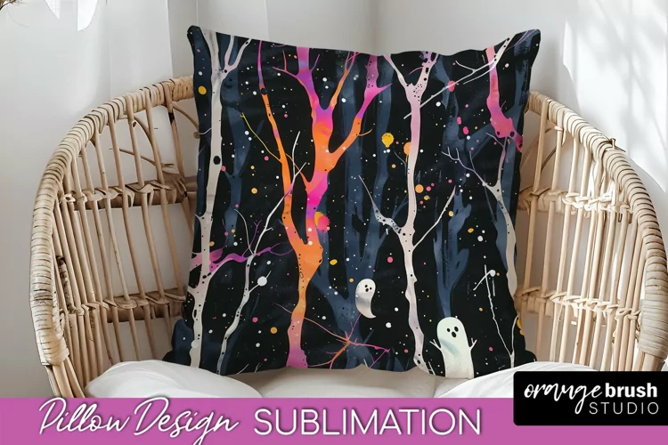 Neon Halloween Pillow Sublimation - Spooky Pillow Cover