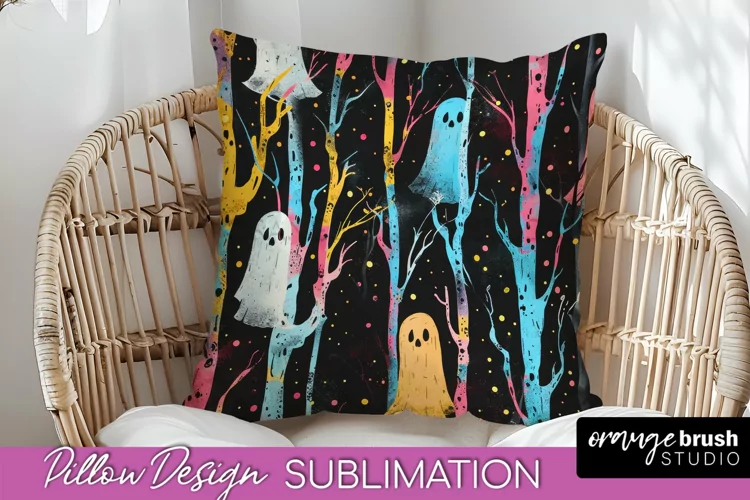 Neon Halloween Pillow Sublimation - Spooky Pillow Cover