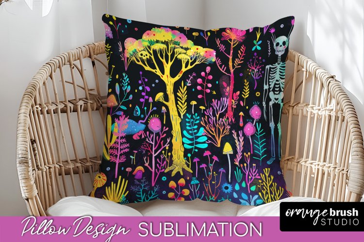 Neon Halloween Pillow Sublimation - Spooky Pillow Cover