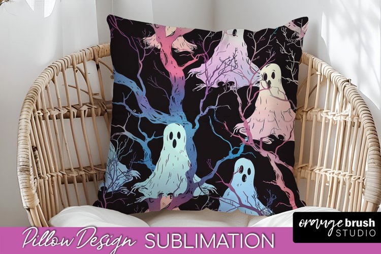 Neon Halloween Pillow Sublimation - Spooky Pillow Cover example image 1