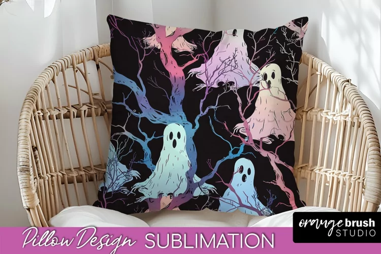 Neon Halloween Pillow Sublimation - Spooky Pillow Cover