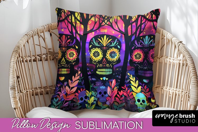 Neon Halloween Pillow Sublimation - Spooky Pillow Cover