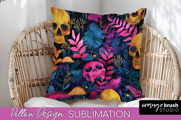 Neon Halloween Pillow Sublimation - Spooky Pillow Cover example image 1