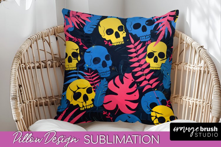 Neon Halloween Pillow Sublimation - Spooky Pillow Cover example image 1