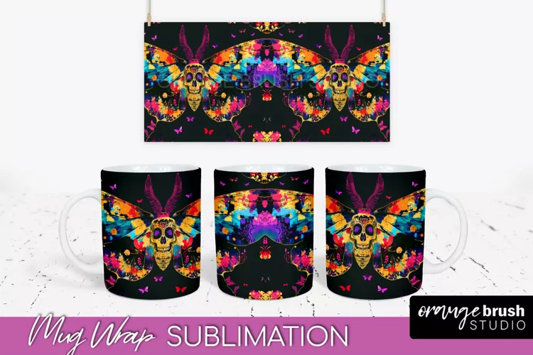 Neon Halloween Mug Wrap - Spooky Mug Sublimation Designs