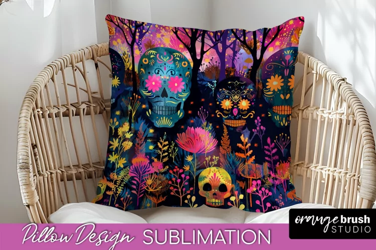 Neon Halloween Pillow Sublimation - Spooky Pillow Cover