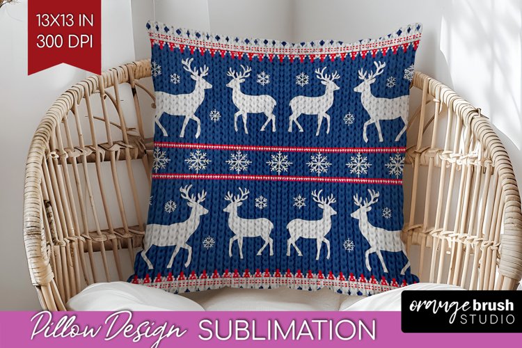 Nordic Christmas Pillow Sublimation - Winter Pillow Cover example image 1