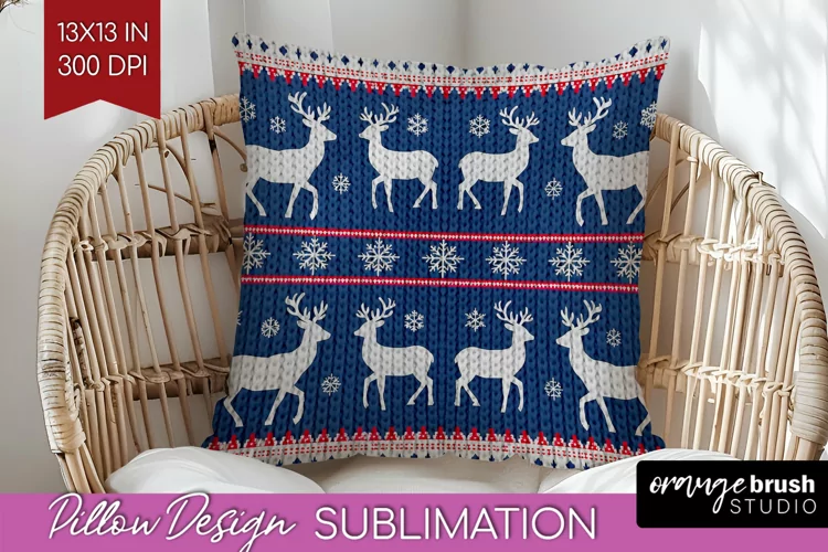 Nordic Christmas Pillow Sublimation - Winter Pillow Cover