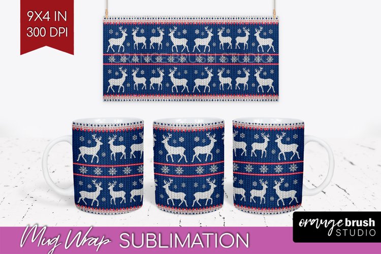 Nordic Christmas Mug Wrap - Winter 15 oz Mug Sublimation