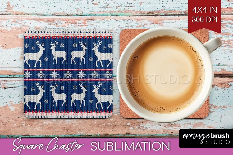 Nordic Christmas Square Coaster - Winter Coaster Sublimation