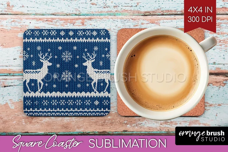 Nordic Christmas Square Coaster - Winter Coaster Sublimation
