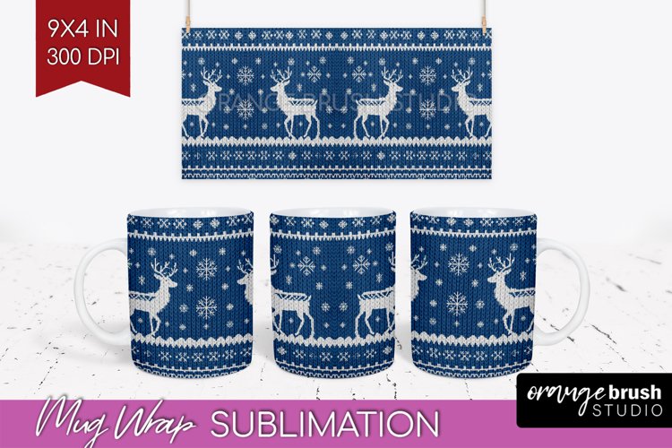 Nordic Christmas Mug Wrap - Winter 15 oz Mug Sublimation example image 1