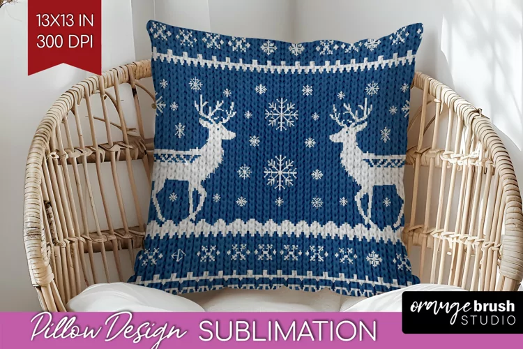 Nordic Christmas Pillow Sublimation - Winter Pillow Cover
