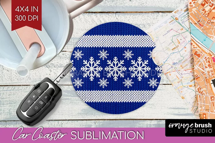 Nordic Christmas Car Coaster - Winter Coaster Sublimatoin