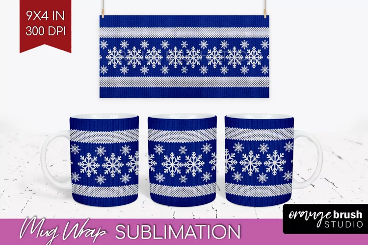 Nordic Christmas Mug Wrap - Winter 15 oz Mug Sublimation