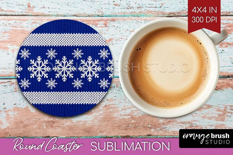 Nordic Christmas Round Coaster - Winter Coaster Sublimation