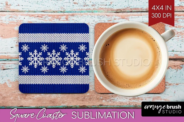 Nordic Christmas Square Coaster - Winter Coaster Sublimation