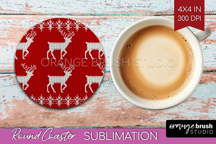 Nordic Christmas Round Coaster - Winter Coaster Sublimation